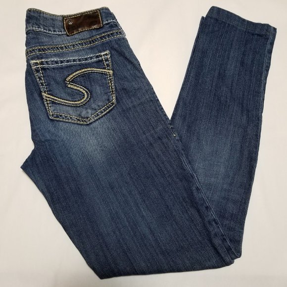 Silver Suki Mid Rise Slim Straight Leg Jeans